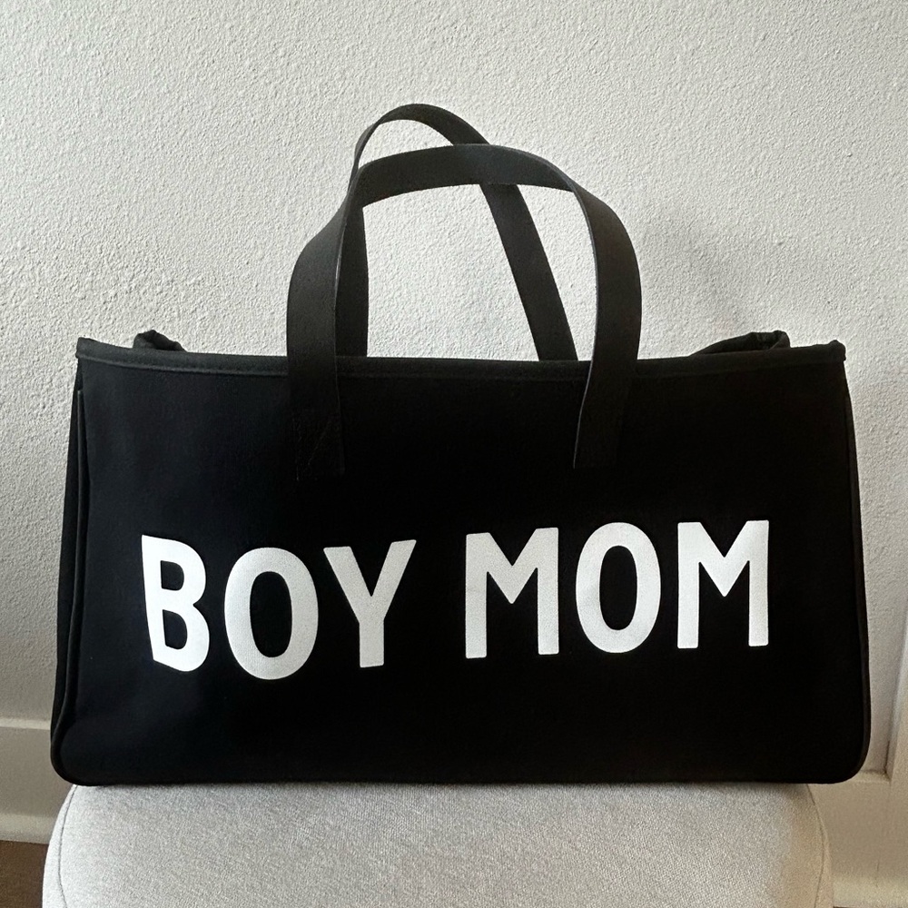 Black Santa Barbara Boy Mom Large Heavy Duty Canvas Travel Tote Bag- NWOT